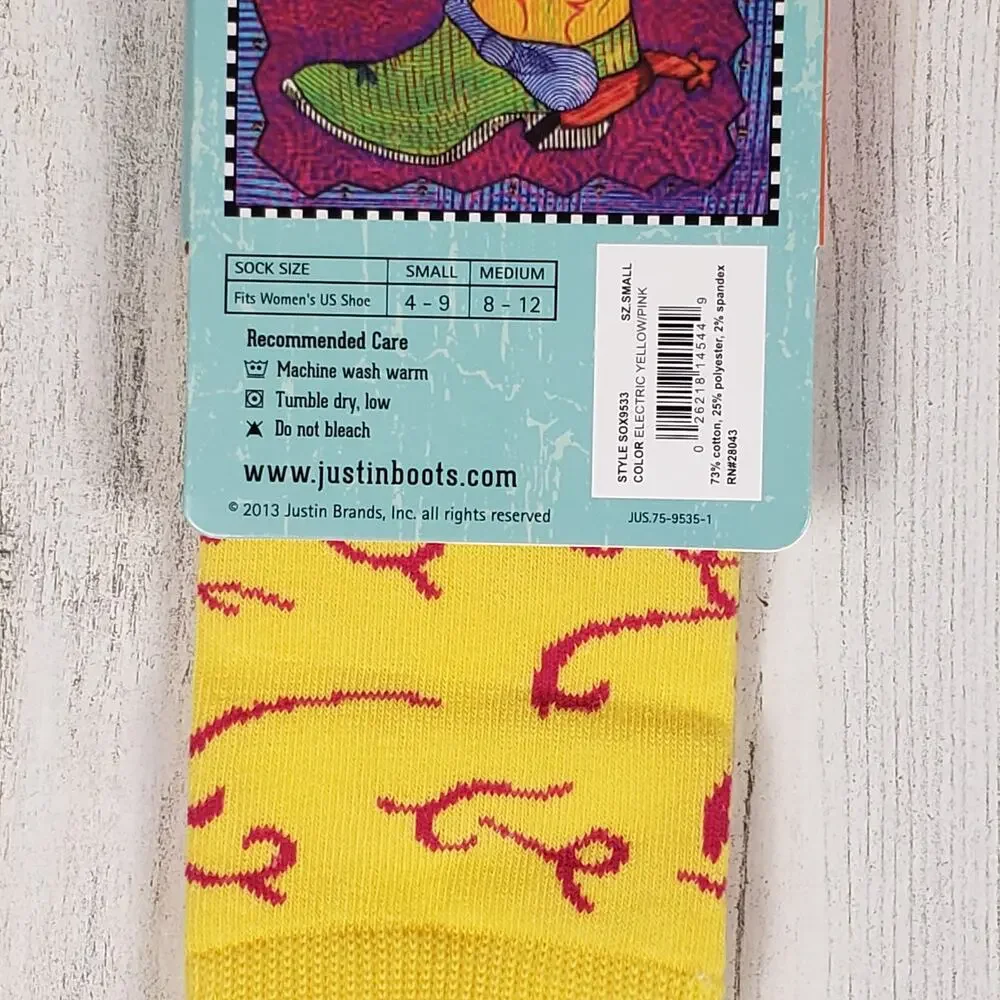 NWT Justin Boots Fashion Cushioned Sole Over The Calf Socks Women's Size Small
